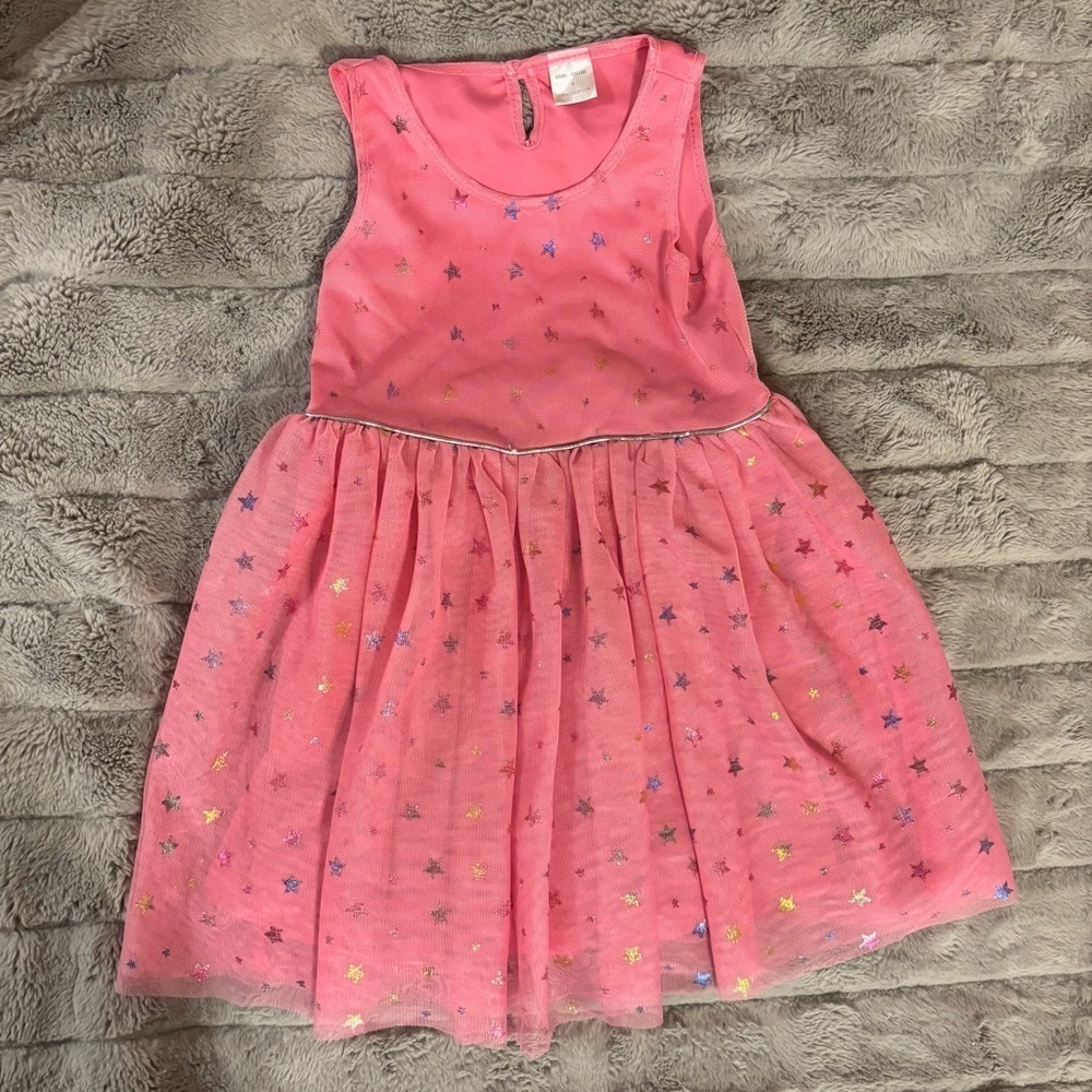Dani Chins Pink Star Tulle Dress, Size 4 Years, Sleeveless
